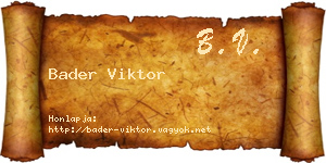 Bader Viktor névjegykártya